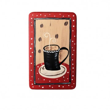      Tablou din lemn, pictat manual - Ceasca de cappuccino